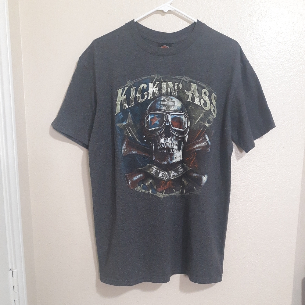Harley-Davidson Tee Short Sleeves Skull and Cross Bones San Antonio Size L
